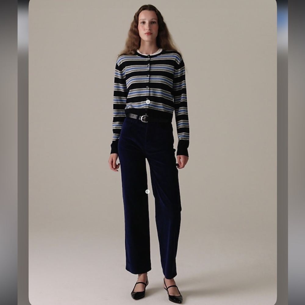 NWT J.Crew Petite Slim-Wide Pant in Corduroy Black